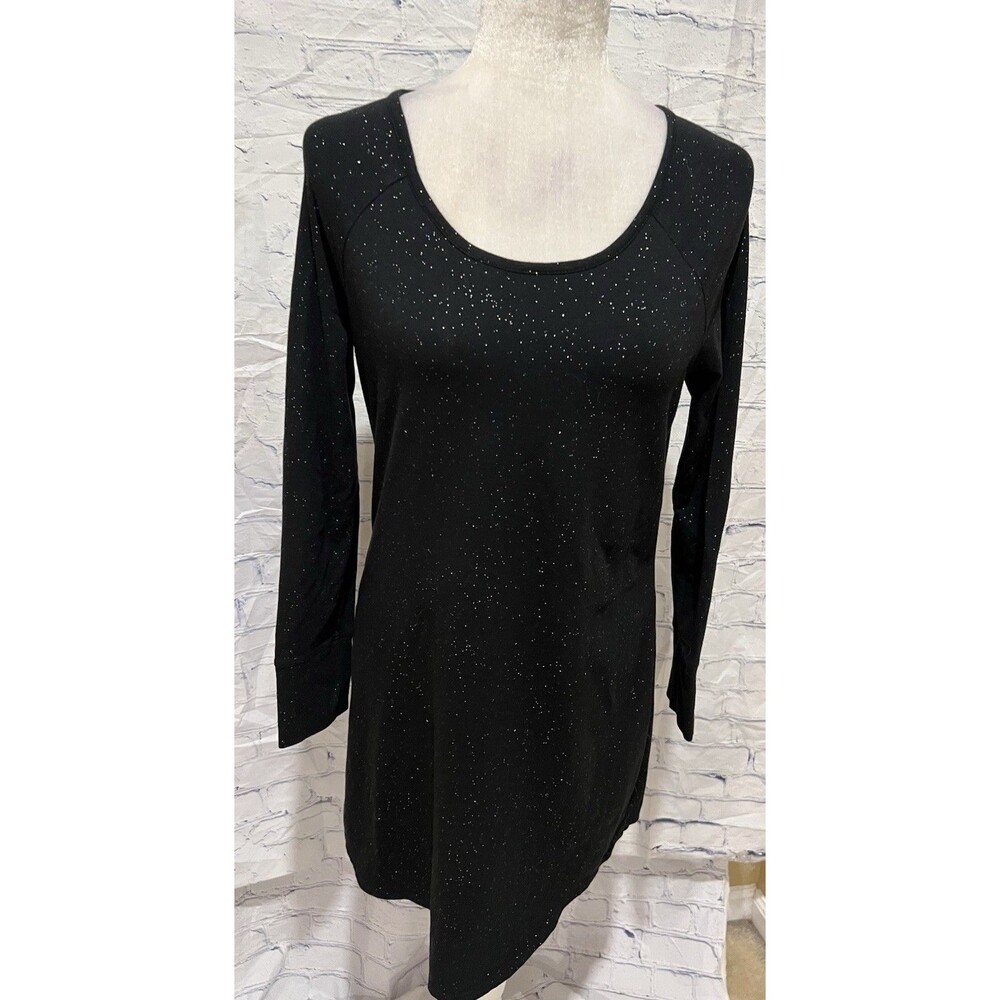 SOMA Womens Black with Silver Metallic Dress Tunic Long Sleeve Size XS